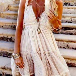 Boho HALTER BABYDOLL DRESS WITH OPEN BACK